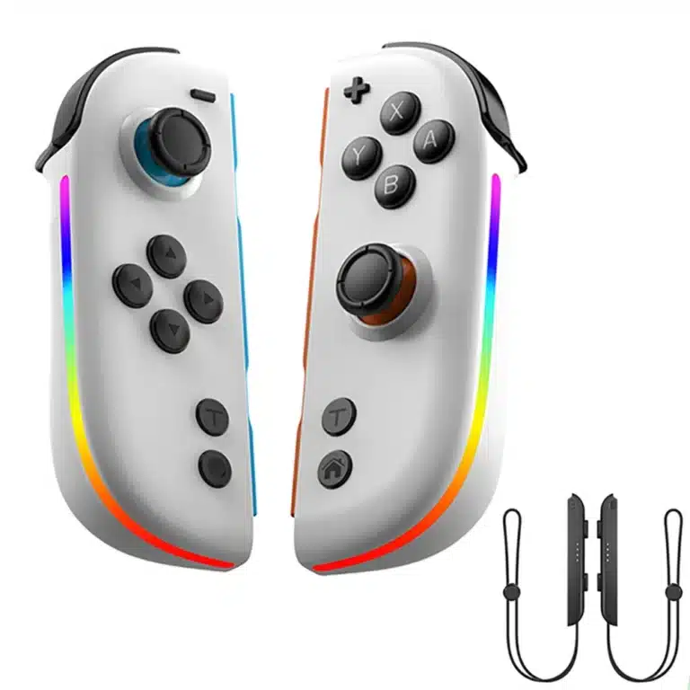 2 Joy-Con Nintendo Switch RGB à effet Hall, double vibration et turbo - Blanc avec sangle