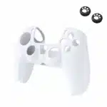 Accessoire PS5 housse silicone manette 2 grips joystick - Blanc