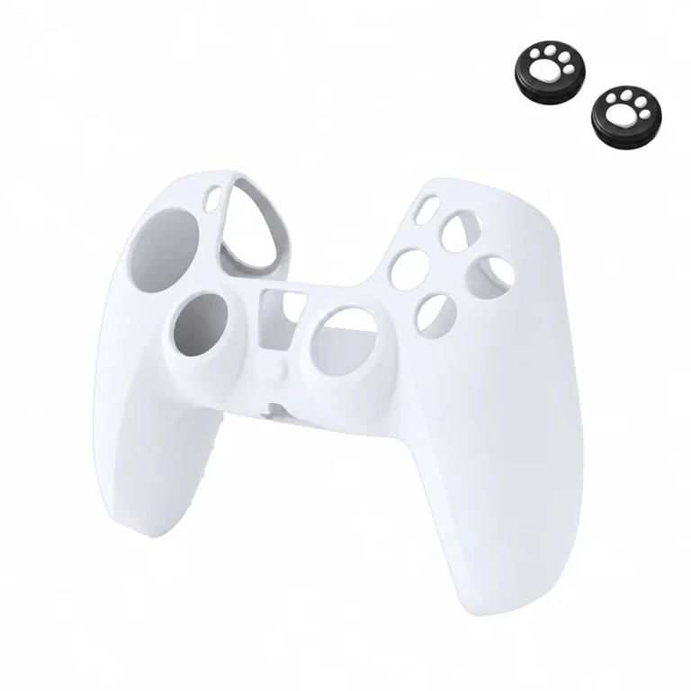 Accessoire PS5 housse silicone manette 2 grips joystick - Blanc