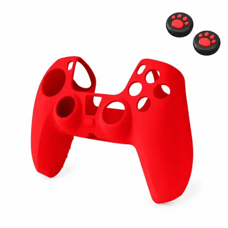Accessoire PS5 housse silicone manette 2 grips joystick - Rouge