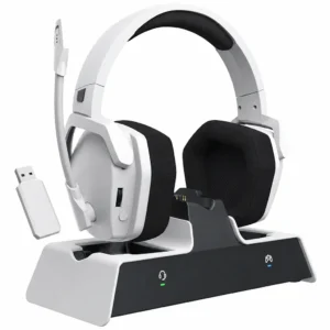 Casque PS5 sans fil station de charge casque manette - Blanc avec station