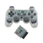 Manette PS2 sans fil 2.4 GHz vibration coque transparente - Blanc