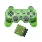 Manette PS2 sans fil 2.4 GHz vibration coque transparente - Vert