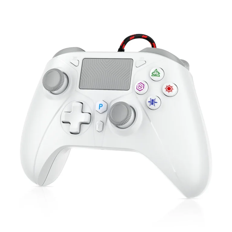 Manette PS4 filaire vibrations turbo - Blanc