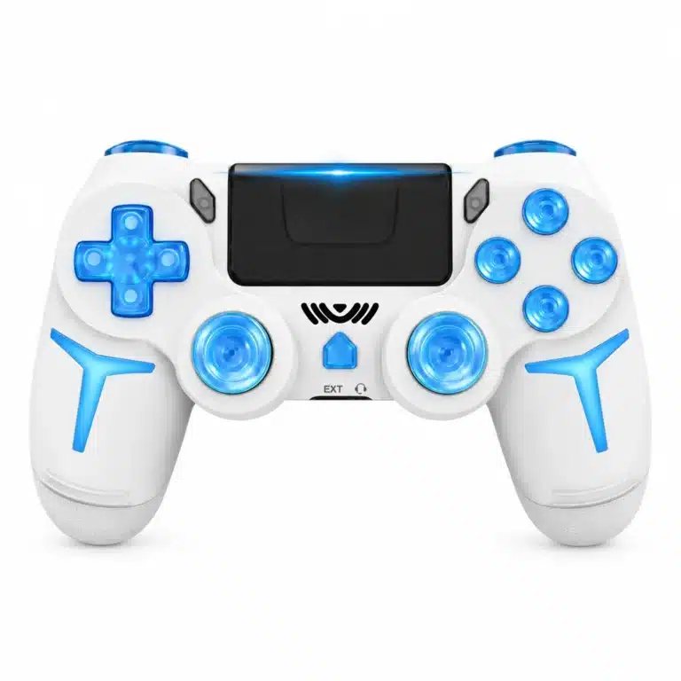 Manette PS4 sans fil Bluetooth, gyroscope 6 axes et pavé tactile - Blanc