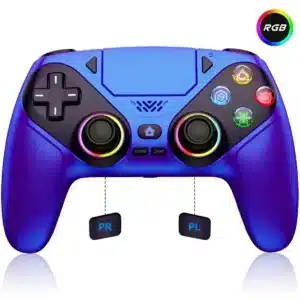 Manette PS5 personnalisable sans fil programmable macro turbo - Bleu métallisé