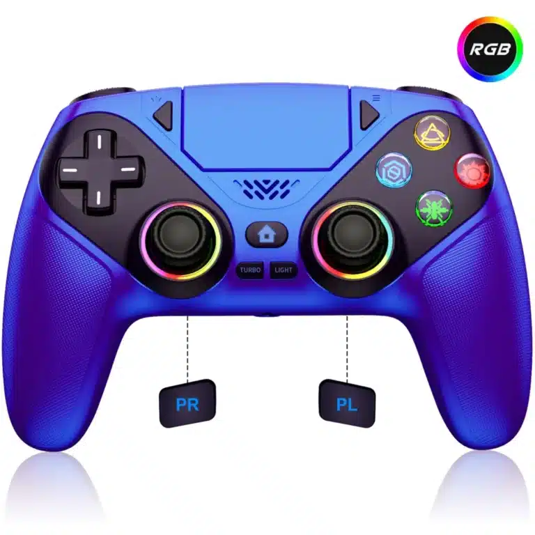Manette PS5 personnalisable sans fil programmable macro turbo - Bleu métallisé