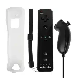 Manette Wii 2 en 1 sans fil, Motion Plus en option - Duo noir avec étui Avec Motion Plus