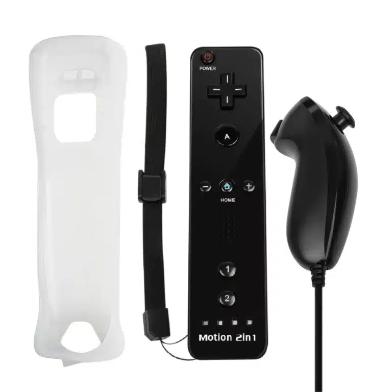 Manette Wii 2 en 1 sans fil, Motion Plus en option - Duo noir avec étui Avec Motion Plus