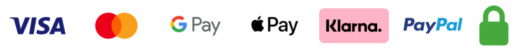 Paiement sécurisé : Visa, Mastercard, Google Pay, Apple Pay, Klarna, PayPal