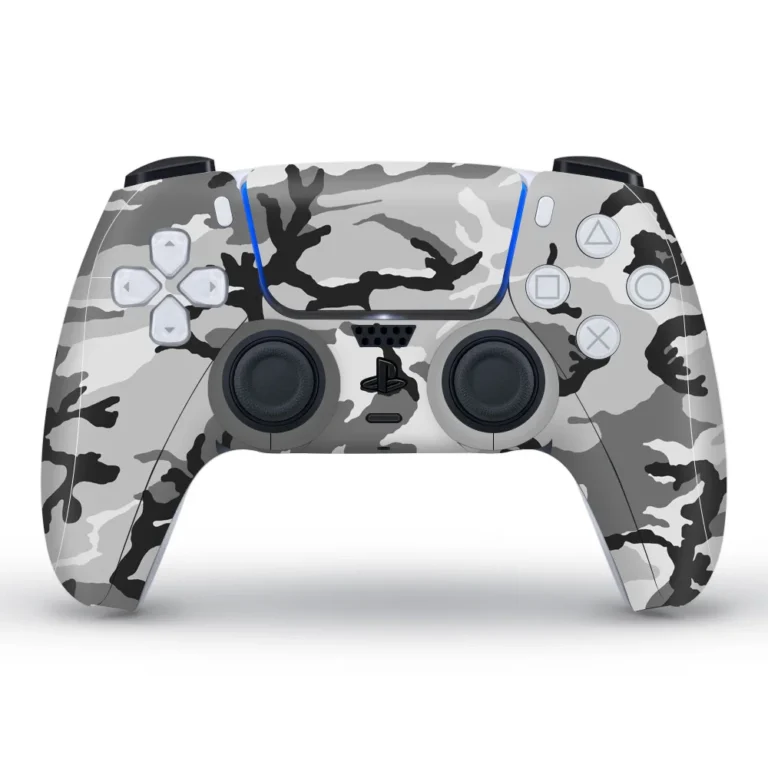 Sticker PS5 vinyle console manette Slim Pro - Camouflage gris