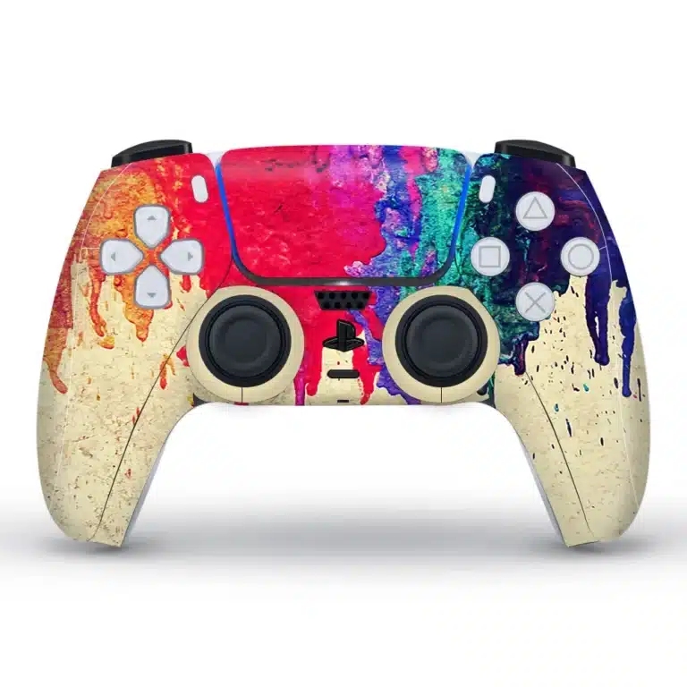 Sticker PS5 vinyle console manette Slim Pro - Peinture multicolore